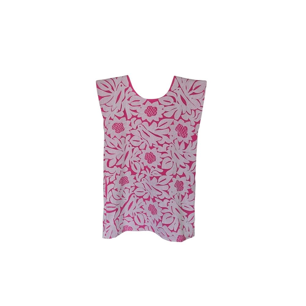J.Marie Pink White Maya Dress Embroidered Floral Shift Dress Size X-Small
